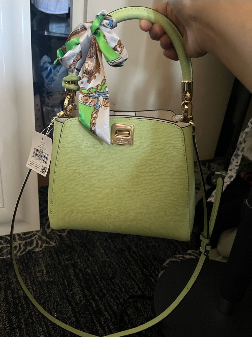 kate spade Light Green purse. Shouler strap area has a crease from hanging - Picture 12 of 16